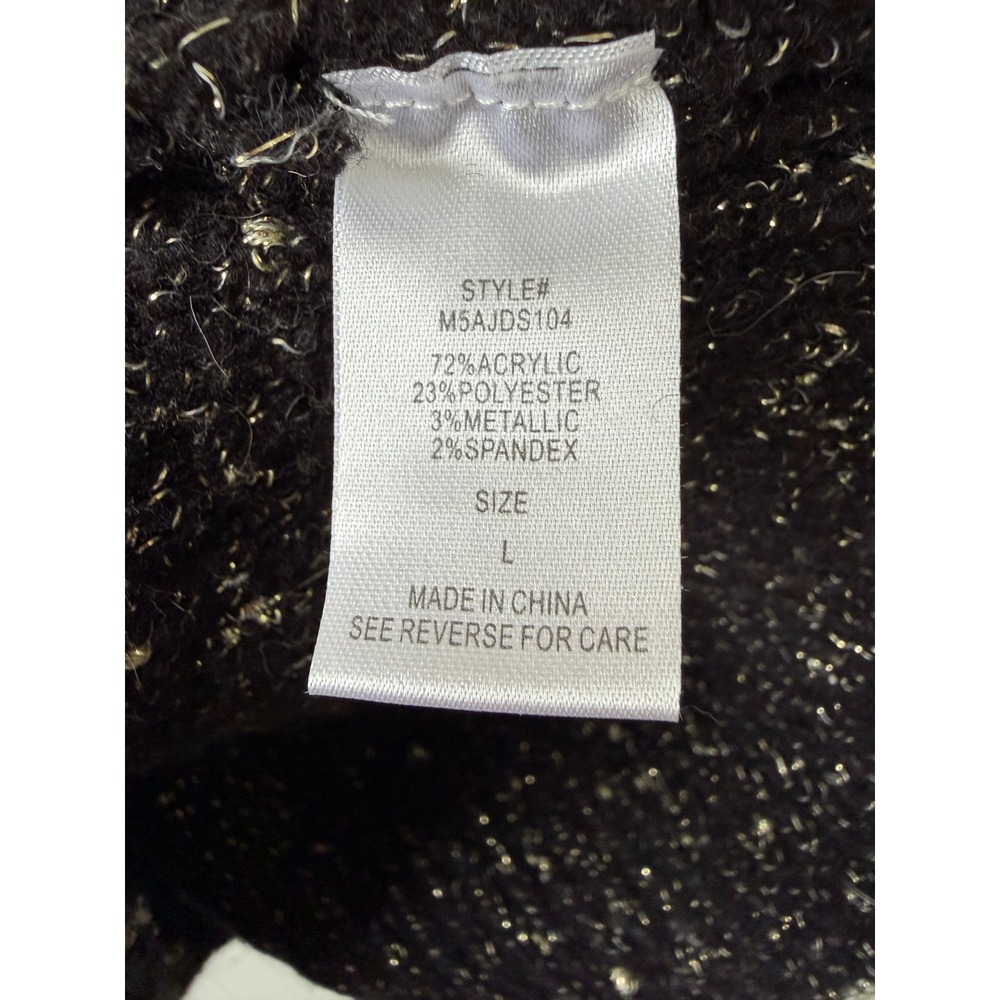 Ophelia Roe Black Gold Metallic Speckled Knit Sweater Women's Large - Picture 5 of 5